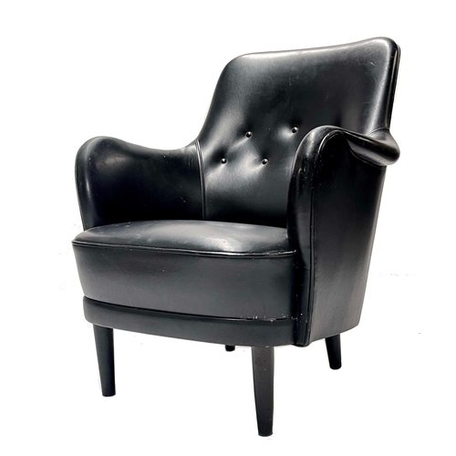 749 - Carl Malmsten (Swedish, 1888-1972), a Samsas armchair, circa 1960s, black button back leather uphols... 