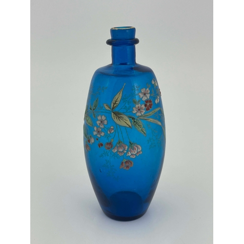 776 - Harrach, a Bohemian enamelled glass bottle or flask, circa 1890s, shouldered barrel form, painted wi... 