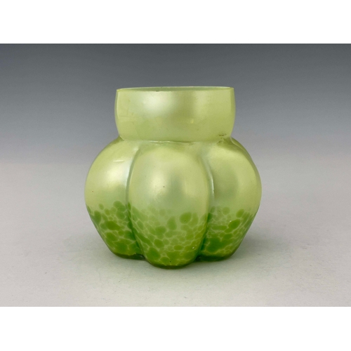 789 - Kralik, a Secessionist iridescent glass Coloured Spots vase, circa 1900, lobed and shouldered gourd ... 