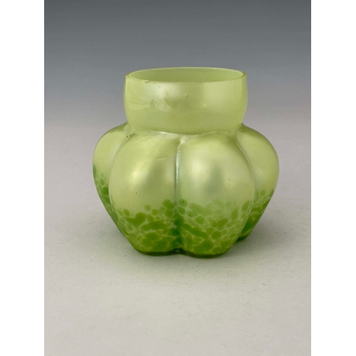 789 - Kralik, a Secessionist iridescent glass Coloured Spots vase, circa 1900, lobed and shouldered gourd ... 