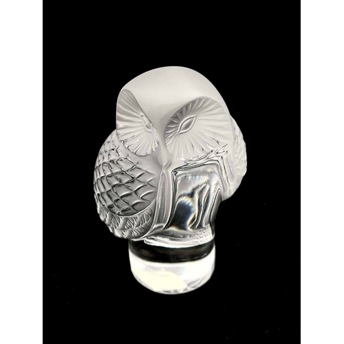 803 - Lalique, a Chouette glass paperweight, model 1193, designed circa 1931, frosted and polished, incise... 