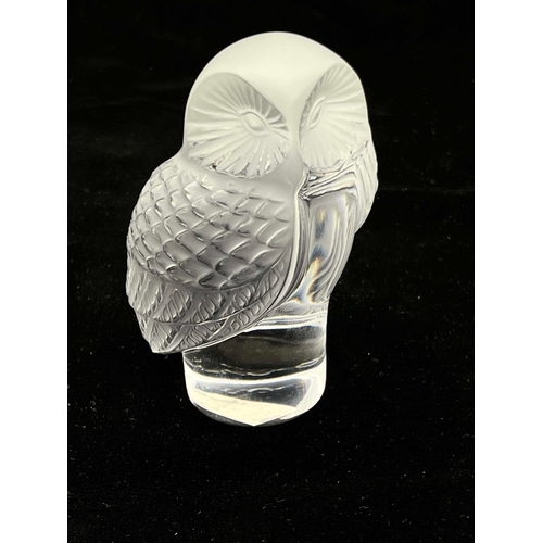 803 - Lalique, a Chouette glass paperweight, model 1193, designed circa 1931, frosted and polished, incise... 