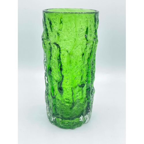 812 - Geoffrey Baxter for Whitefriars, a textured bark effect glass vase, pattern 9691, circa 1967, Meadow... 