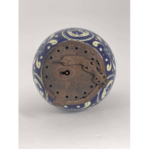 822 - A Mexican Talavera chocolatero, chocolate jar, early 18th century, inverse baluster form, blue and w... 