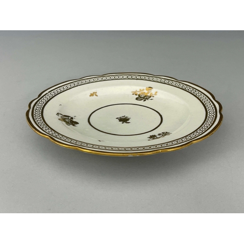 825 - A KPM fruit painted plate depicting quince within relief moulded border, together with a late 19th c... 