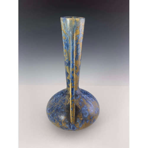 845 - Pierrefonds, a large French Art Pottery secessionist twin handled vase, early 20th Century, extended... 