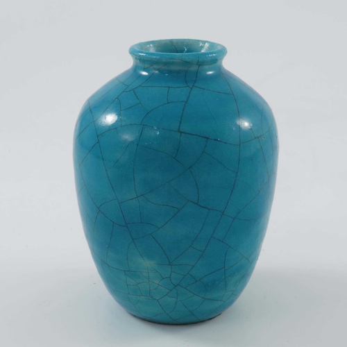 847 - Edmond Lachenal (1855-1948), a 'Deck Blue' art pottery vase, circa 1893, crackle glaze, signed Lache... 