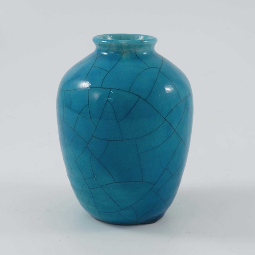 847 - Edmond Lachenal (1855-1948), a 'Deck Blue' art pottery vase, circa 1893, crackle glaze, signed Lache... 