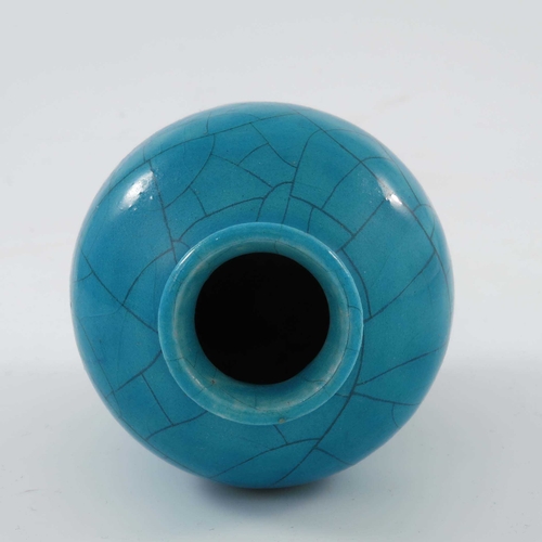 847 - Edmond Lachenal (1855-1948), a 'Deck Blue' art pottery vase, circa 1893, crackle glaze, signed Lache... 