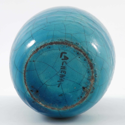 847 - Edmond Lachenal (1855-1948), a 'Deck Blue' art pottery vase, circa 1893, crackle glaze, signed Lache... 