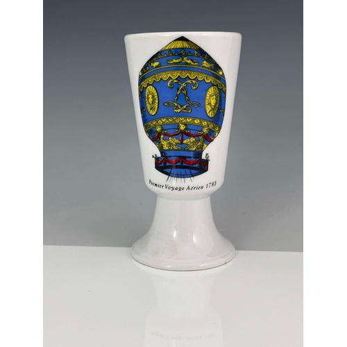 867 - Piero Fornasetti, a set of three Mongolfiere beakers, circa 1955, conical footed cup form, transfer ... 