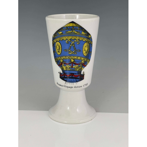 867 - Piero Fornasetti, a set of three Mongolfiere beakers, circa 1955, conical footed cup form, transfer ... 