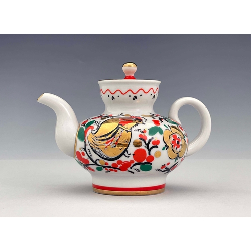 868 - Larisa Grigorieva for Lomonosov, a Soviet Russian Roosters teapot, circa 1960s, Lomonosov Imperial P... 