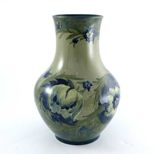 877 - William Moorcroft, a large Late Florian vase, circa 1916, baluster form, impressed Burslem marks and... 