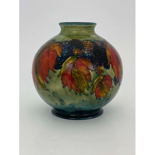 880 - William Moorcroft, a Flambe Leaf and Blackberry vase, circa 1935, spherical form, impressed marks an... 