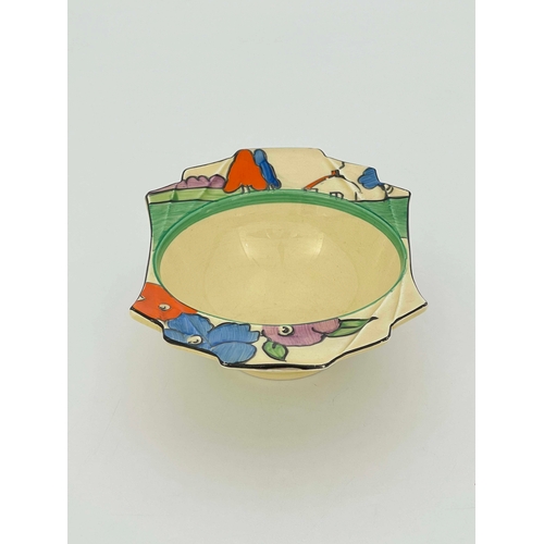 904 - Clarice Cliff for Newport Pottery, a Poplar twin handled bowl, circa 1932, stepped and moulded fin h... 