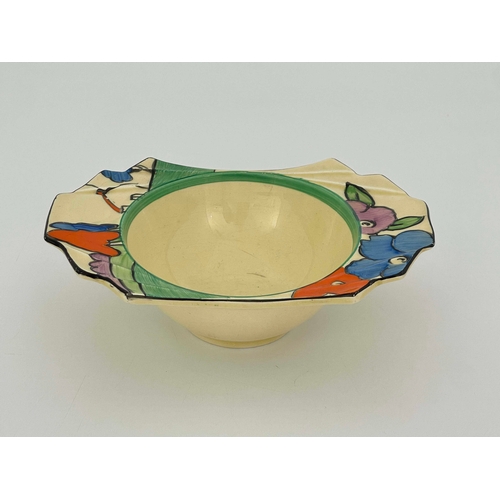 904 - Clarice Cliff for Newport Pottery, a Poplar twin handled bowl, circa 1932, stepped and moulded fin h... 