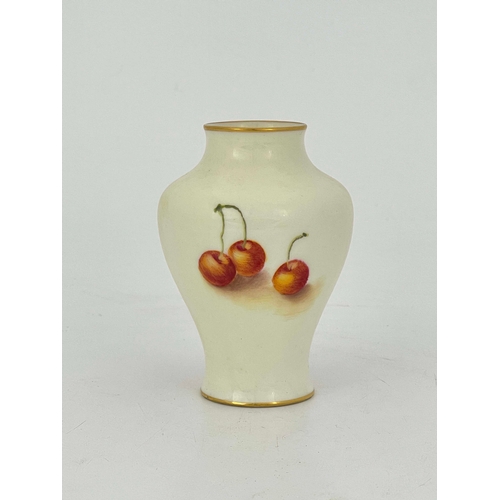 916 - Townsend for Royal Worcester, a fruit painted vase, 1936, inverse baluster form, decorated with appl... 