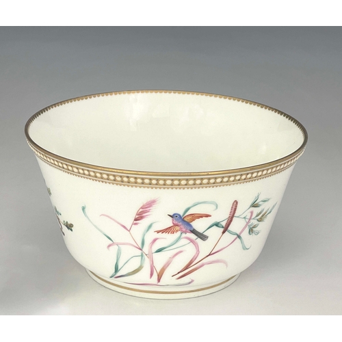 918 - John Hopewell for Royal Worcester, a bird painted bowl, decorated with a magpie on rosehip branch, t... 