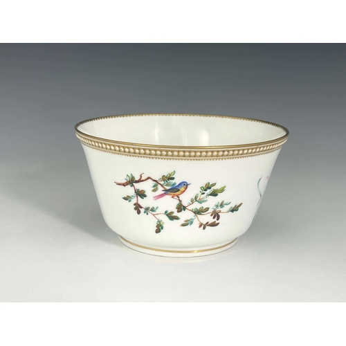 918 - John Hopewell for Royal Worcester, a bird painted bowl, decorated with a magpie on rosehip branch, t... 