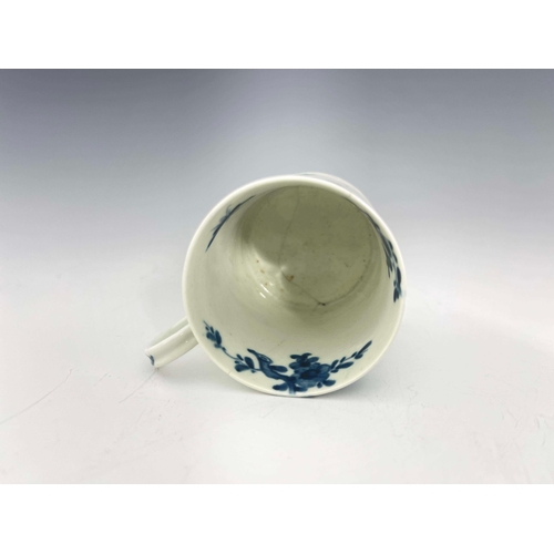 968 - A Worcester blue and white small mug or coffee can, circa 1755, Prunus Root pattern, 6cm high