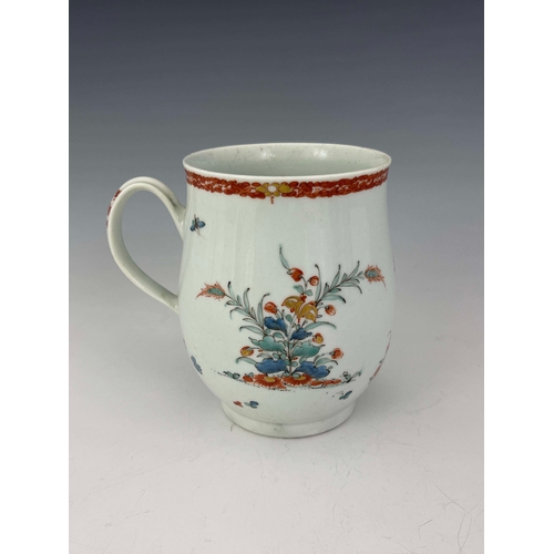 989 - A Worcester polychrome mug, circa 1770, baluster form, in the Two Quail pattern, after the Kakiemon ... 