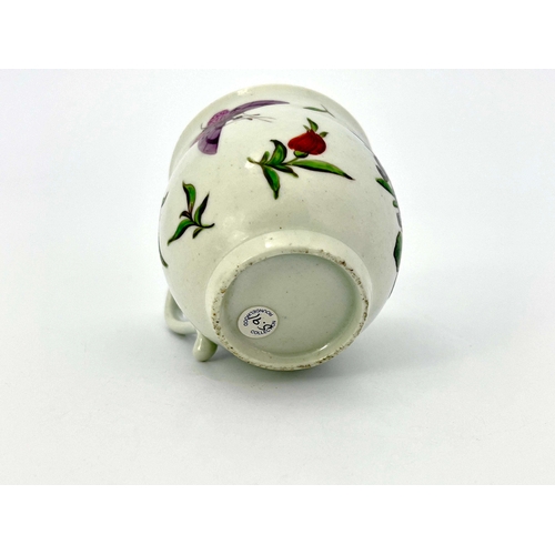 995 - A Worcester polychrome James Giles decorated custard cup, circa 1760, bell form, painted with floral... 