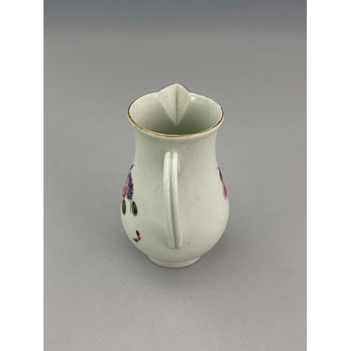 997 - A Worcester polychrome sparrow beak jug, circa 1760, baluster form, painted with floral sprays, poss... 