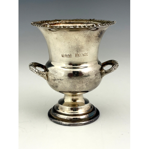 65 - An Elizabeth II silver miniature wine cooler, David Hollander & Son, Birmingham 1973, gadrooned rim,... 