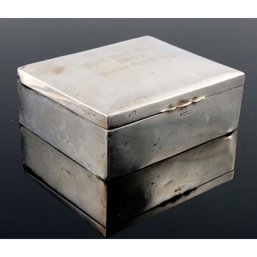 206 - A large Edwardian silver cigar casket, Thomas Bradbury and Sons, Sheffield 1906, cushion topped cubo... 