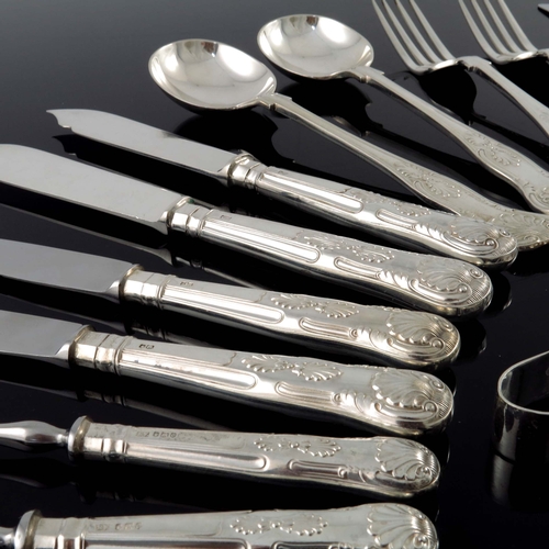 221 - An extensive Elizabeth II silver canteen of cutlery and flatware, Edward Viner, Sheffield 1956, King... 