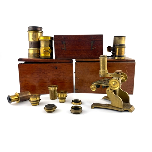 463 - A series of assorted predominantly 19th Century microscope and telescope lenses and other accessorie... 