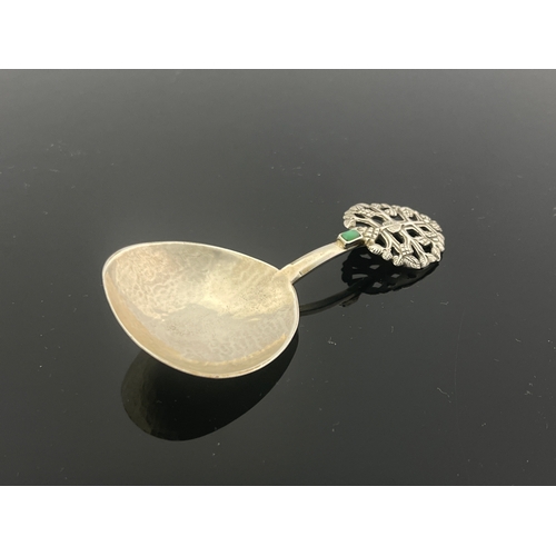 247 - Edward Spencer for Artificers Guild, an Arts and Crafts silver and stone set caddy spoon, London 192... 