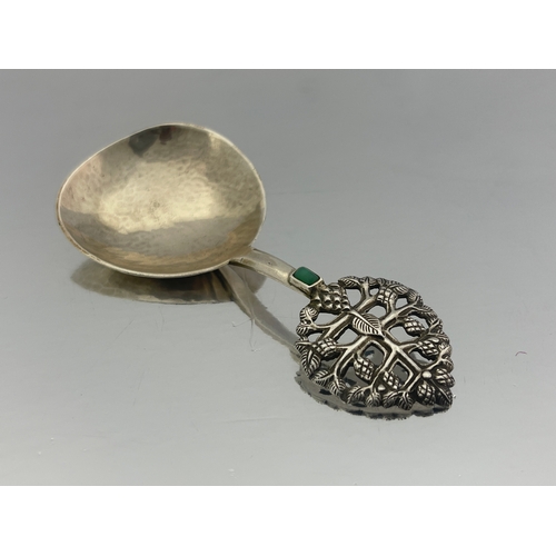 247 - Edward Spencer for Artificers Guild, an Arts and Crafts silver and stone set caddy spoon, London 192... 