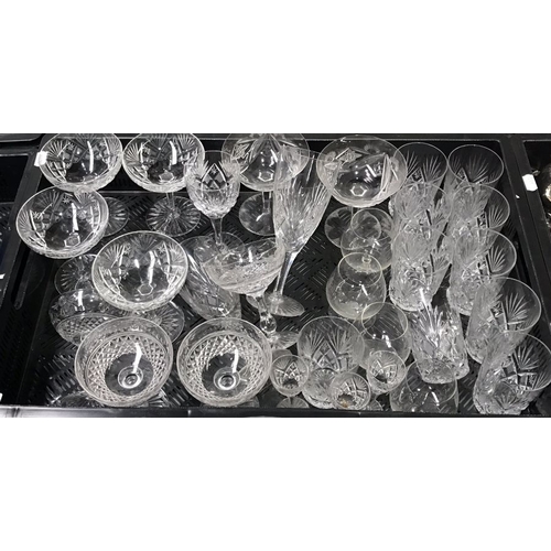 38 - Two part suites of glassware, to include ten champagne glasses etc (1 tray)