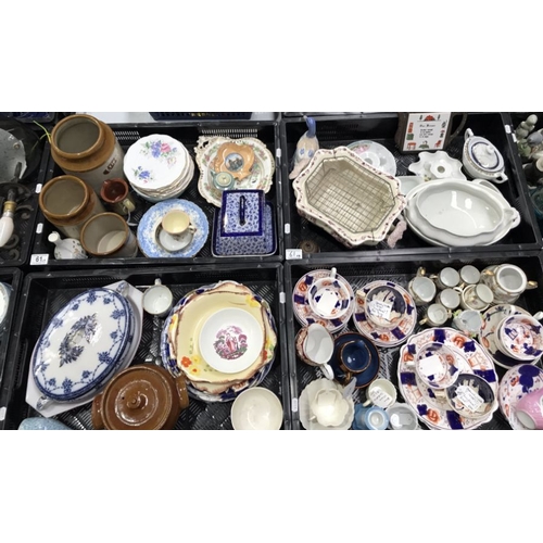 61 - A large collection of ceramics, to include a Gaudy Welsh part tea service, four stoneware jars, a Bu... 