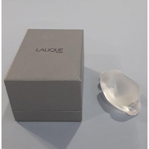 273 - A Lalique Crystal Feuille Pliee, nude figurine, 8cm high, with box