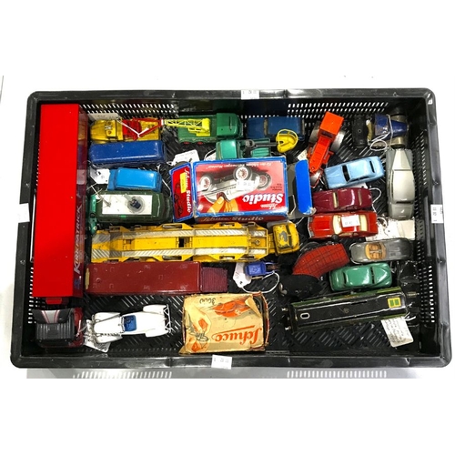 21 - A collection of model cars and toys, to include Mettoy tinplate Clockwork Hurricane 34065 locomotive... 