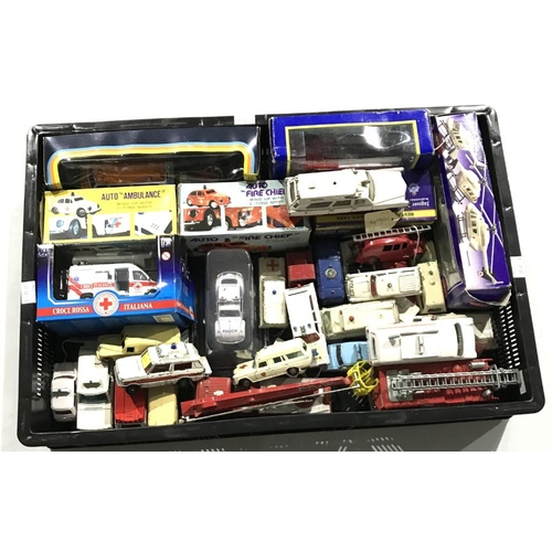 52 - A collection of die-cast emergency vehicles, some boxed, to include Corgi, Dinky, Matchbox etc (25+)