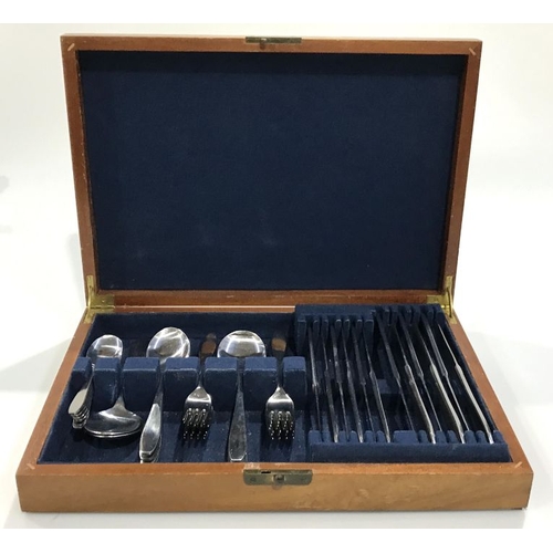 317 - A Robert Welch Old Hall 'Campden' stainless steel part canteen of cutlery, in fitted mahogany case