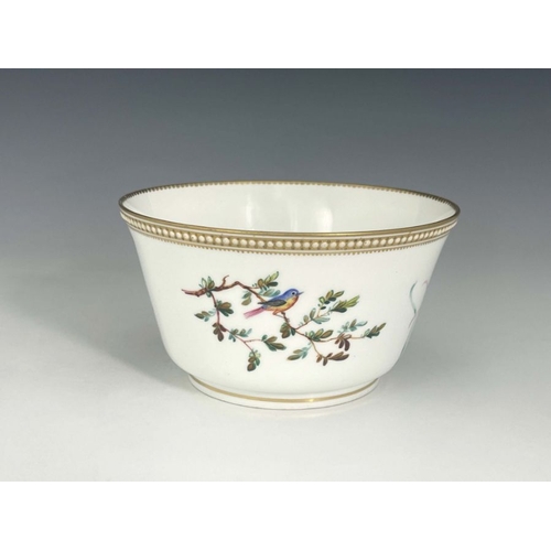 468 - John Hopewell for Royal Worcester, a bird painted bowl, decorated with a magpie on rosehip branch, t... 