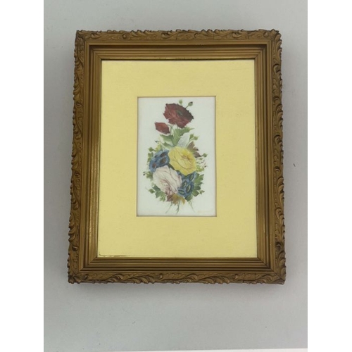 471 - William Rayworth, Crown Derby, a group of three floral painted still life plaques, opaque, rectangul... 