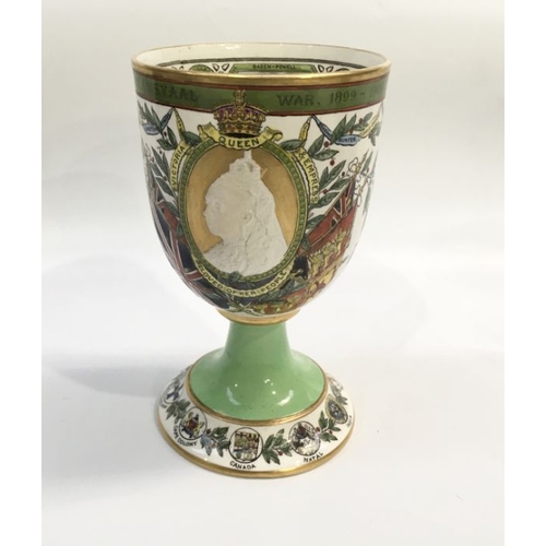 480 - A Copeland Spode style goblet or chalice. commemorating the Transvaal War, 1899-1900, front relief m... 