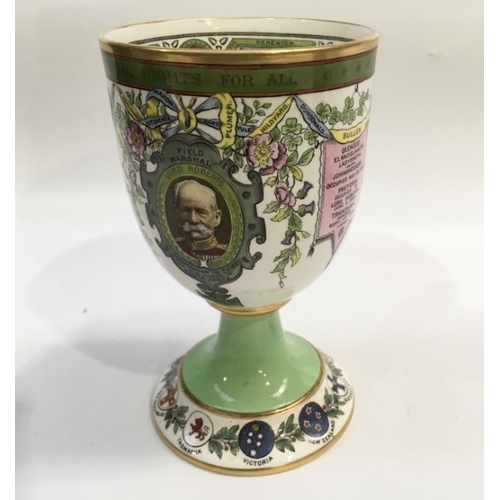 480 - A Copeland Spode style goblet or chalice. commemorating the Transvaal War, 1899-1900, front relief m... 