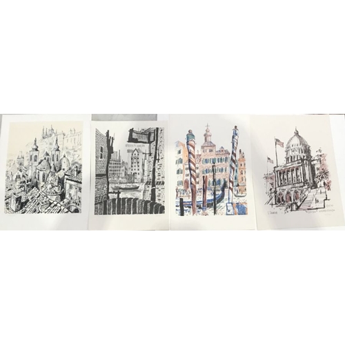 700 - Zdenek Sindlar (Czech, 1939), six topographical views including Venice and Capitol, Washington, sign... 