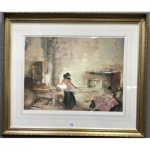 712 - Sir William Russell Flint R.A. (Scottish, 1880-1969), two models in an interior, and Little Sewing G... 