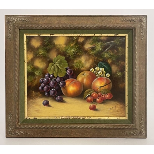 727 - John F Smith (British, b.1934) Still Life of Fruit, signed l.r., after his work for Royal Worcester,... 