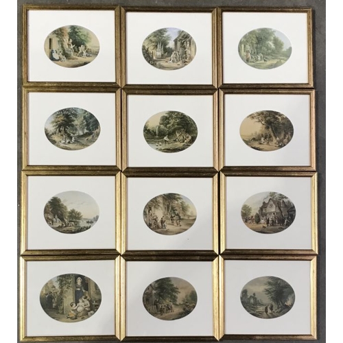 749 - Le Blond & Co, a series of thirty two oval colour prints, 13 by 17cm, framed, and two Gordon King pr... 