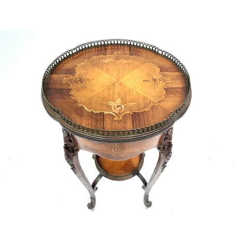 750 - A French kingwood lamp table, early 20th Century of Louis XVI design, floral marquetry inlaid, circu... 