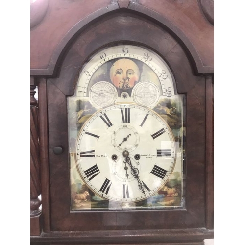 772 - A 19th century mahogany longcase clock, of large proportions, enamelled moonphase dial signed Jos Hi... 